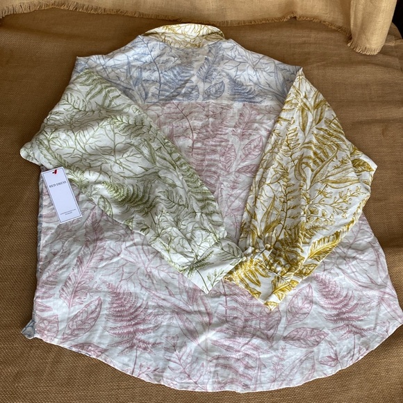 NEW Aura Linen Blend Botanical Print Long Sleeve Shirt and Matching Shorts - Picture 13 of 15